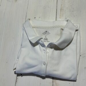St John's Bay Women's White Short Sleeve Polo Shirt Top XL Cotton‎ Blend